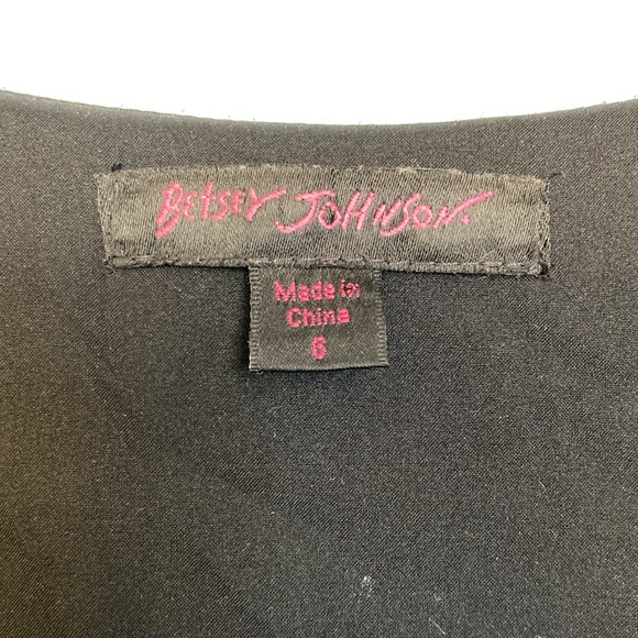 Vintage Betsey Johnson Womens Size 6 100% Silk Black Mini Dress Polka Dots Pinup - Picture 5 of 9
